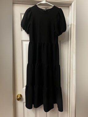 ASOS Classic Black Tiered Midi Dress